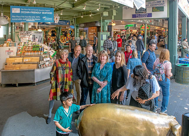 Group inside Pike Place Market