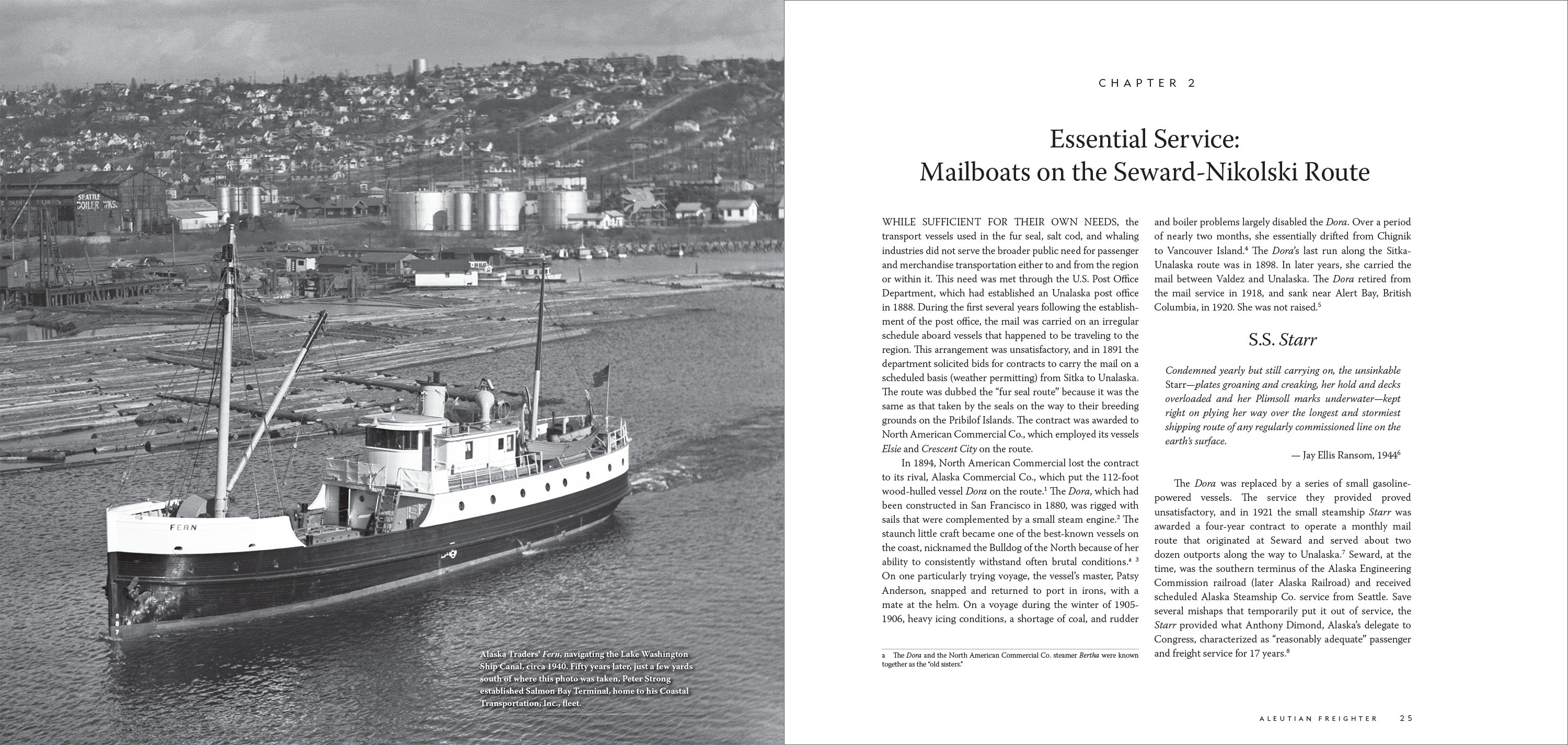 inside the corporate history book Aleutian Freighter